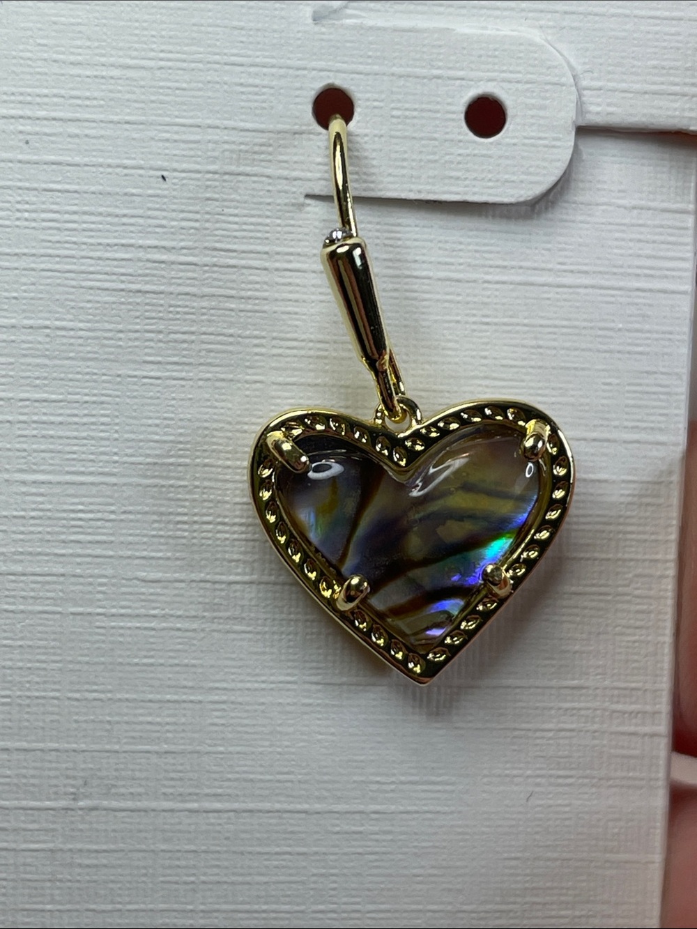 Kendra Scott Ari Heart Gold Abalone Drop Earrings - NWT $65 MSRP - Picture 4 of 5